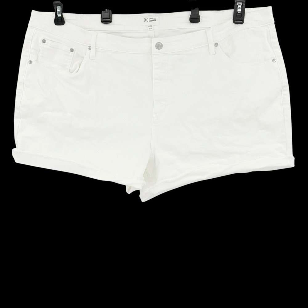 Candace Cameron Bure Womens Trendy White Stretch Shorts Plus Size 26WP High Rise